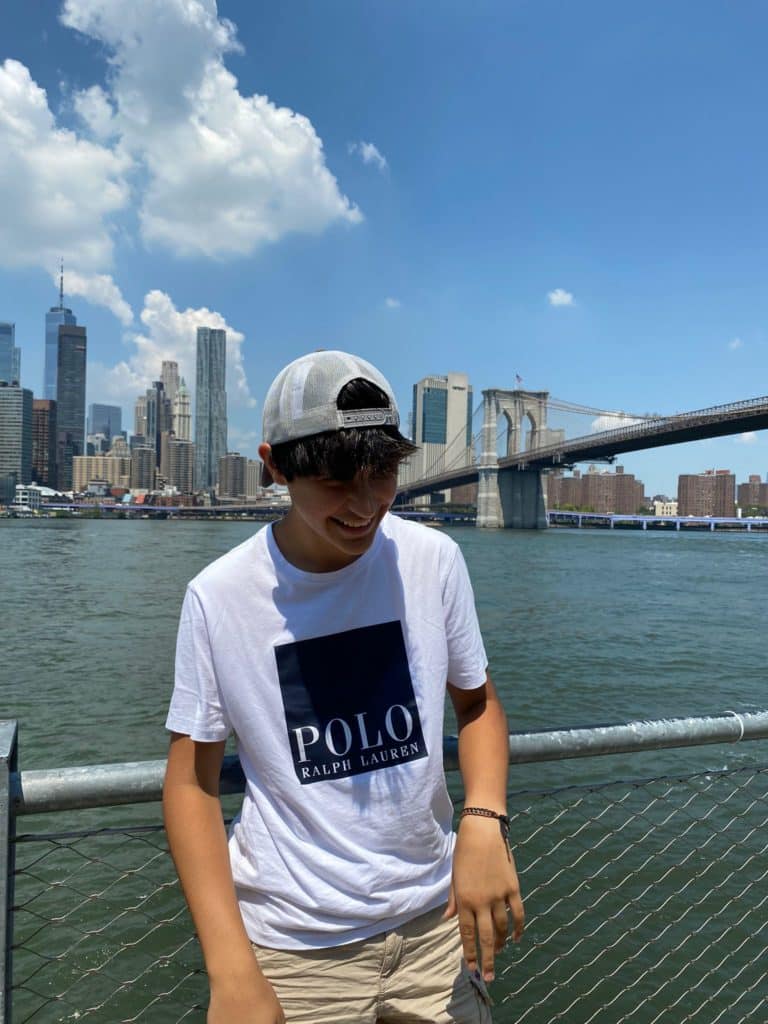 STM Summer Camp Male Student View of Brooklyn Bridge